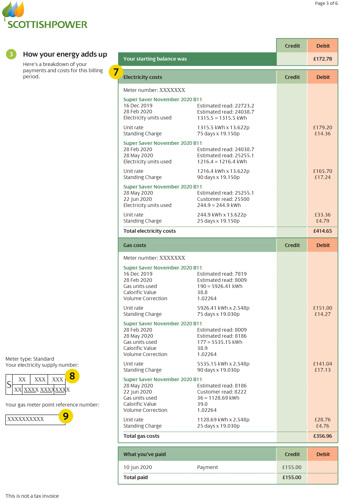 scottish power energy bill example with breakdown.