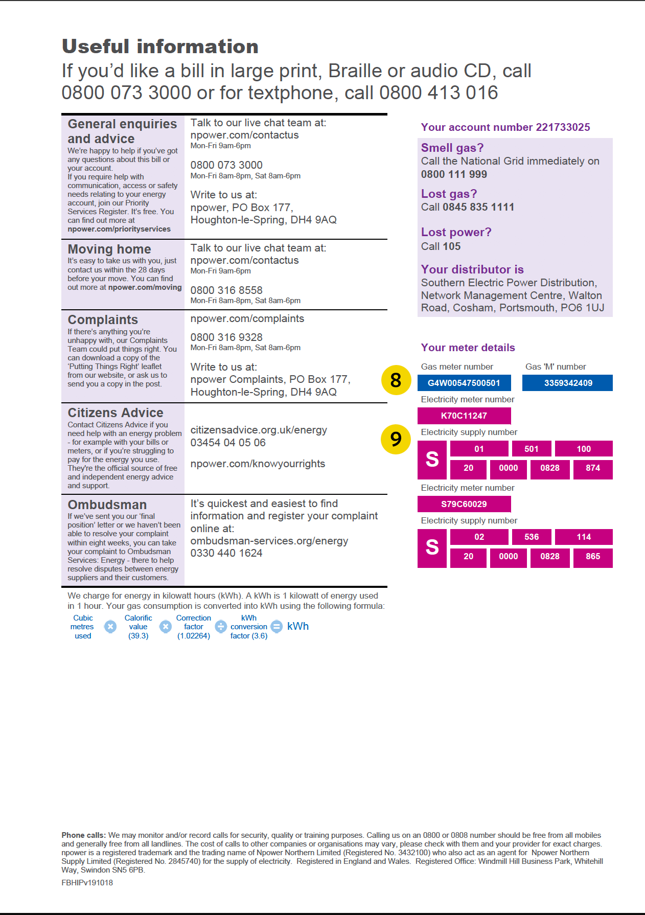 npower energy bill page 4