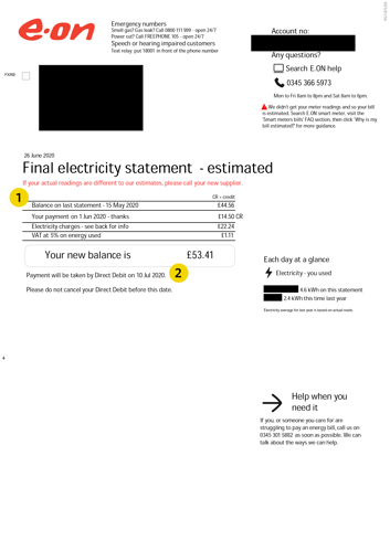 E.ON energy bill page 2