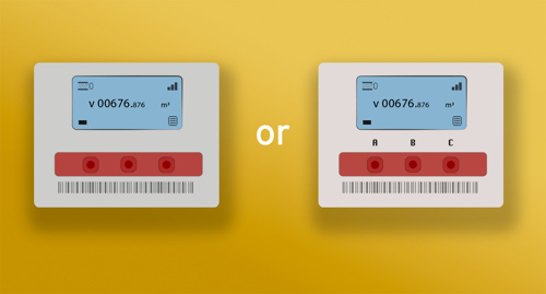 Smart meter with A, B and C buttons.