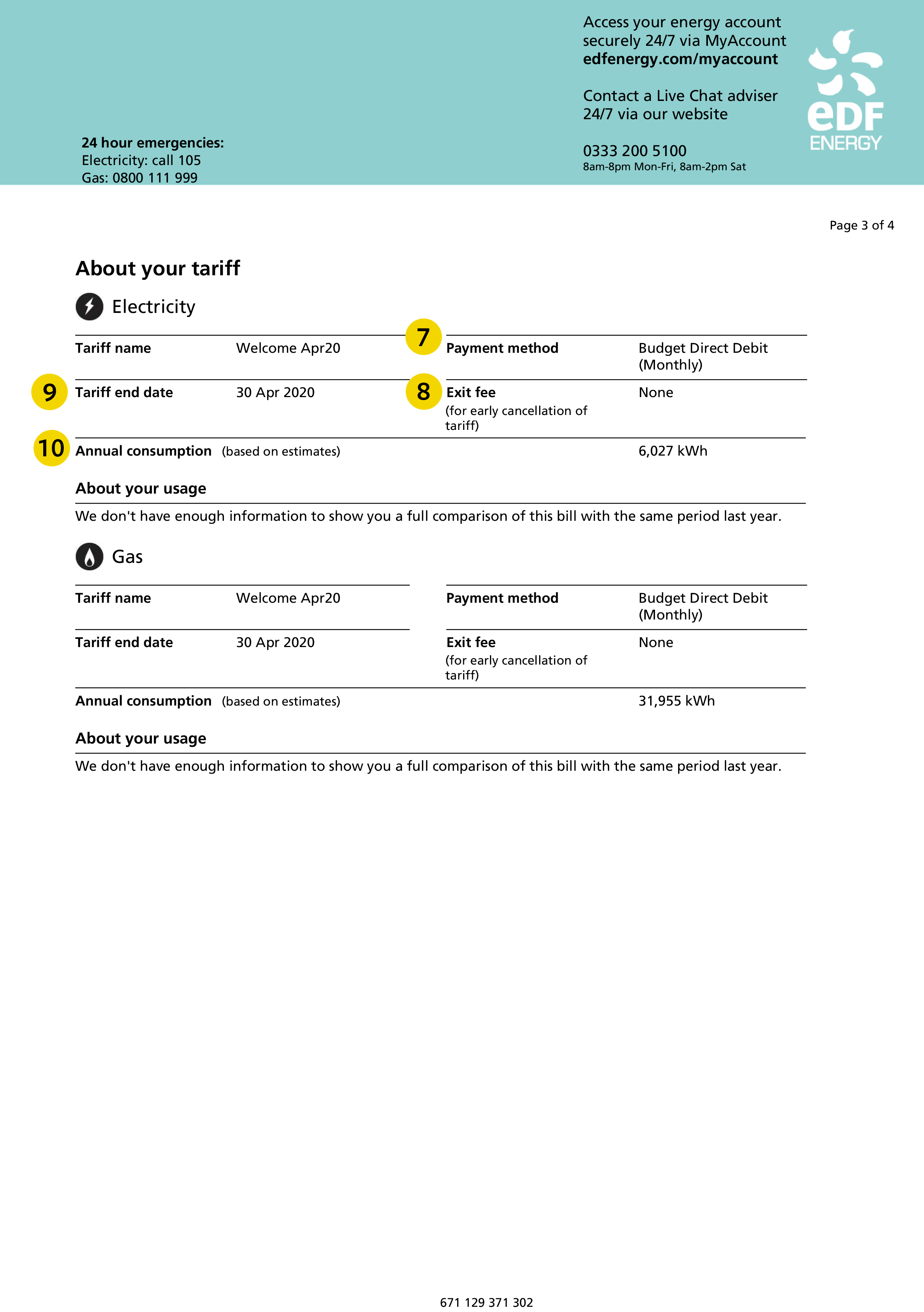 EDF energy bill page 3