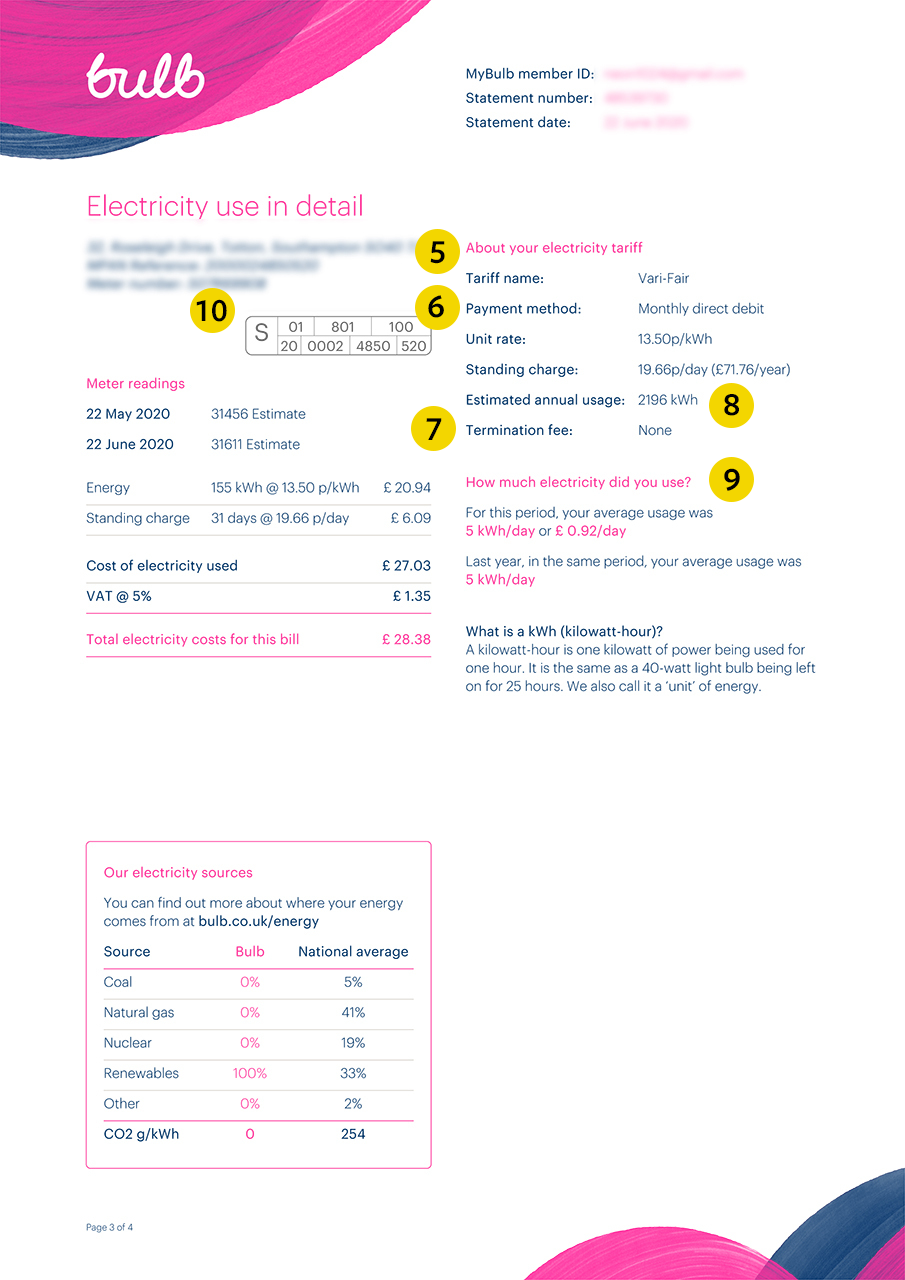 Bulb energy bill page 3