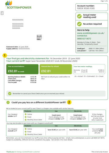 Scottish power energy bill example.
