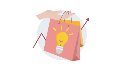 shopping bag with a light bulb illustration